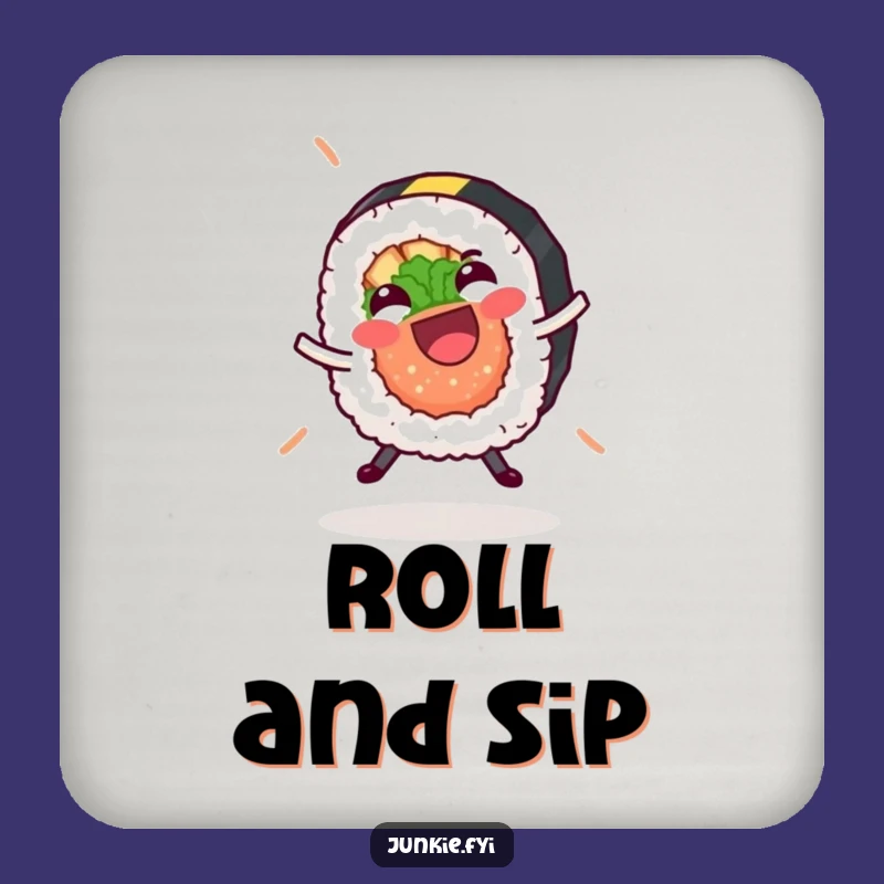 Funny Sushi Roll Cartwheel Drink Coaster - Hilarious Foodie Table Protector