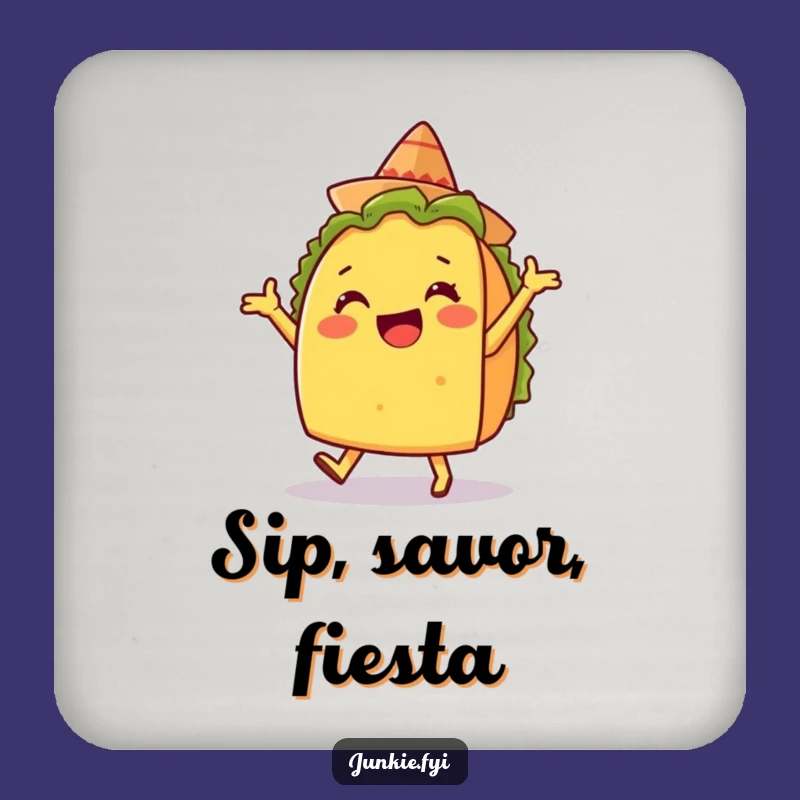 Funny Taco Dance Coaster - Protect Surfaces with Fiesta Humor