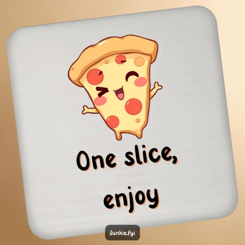 Funny Drink Coasters featuring a mischievous pizza slice character winking playfully, offering a slice of humor and protection.