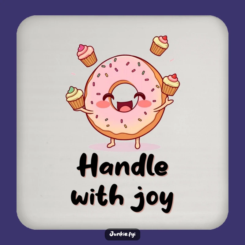 Funny Donut Juggling Cupcakes Coasters: Protect Surfaces with Sweet Merriment