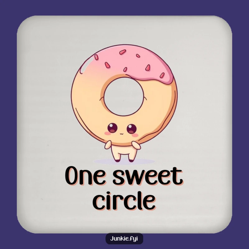 Funny Drink Coaster: Quirky Foodie Eyes Giant Doughnut, Protect Surfaces!