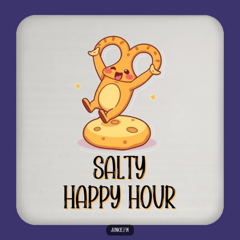 Funny Pretzel Cartwheel Drink Coaster: Protect Surfaces with Snack Character Fun, Great Funny Gift