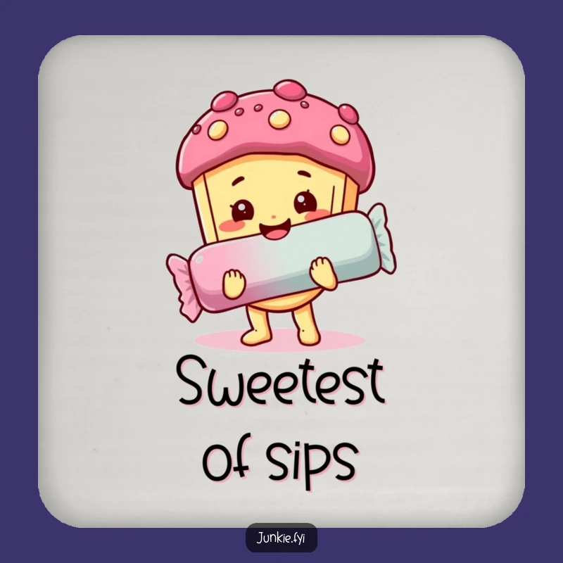 Funny Drink Coaster: Happy Foodie Holds Giant Candy Bar, Protect Surfaces!