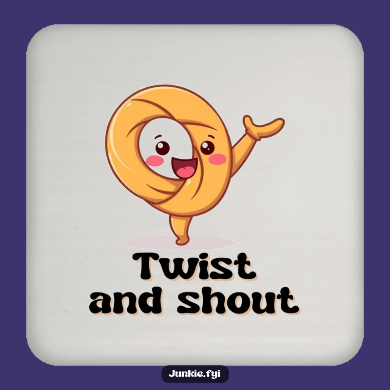 Funny Happy Pretzel Cartwheel Drink Coaster - Protect Surfaces with Twisty Fun!