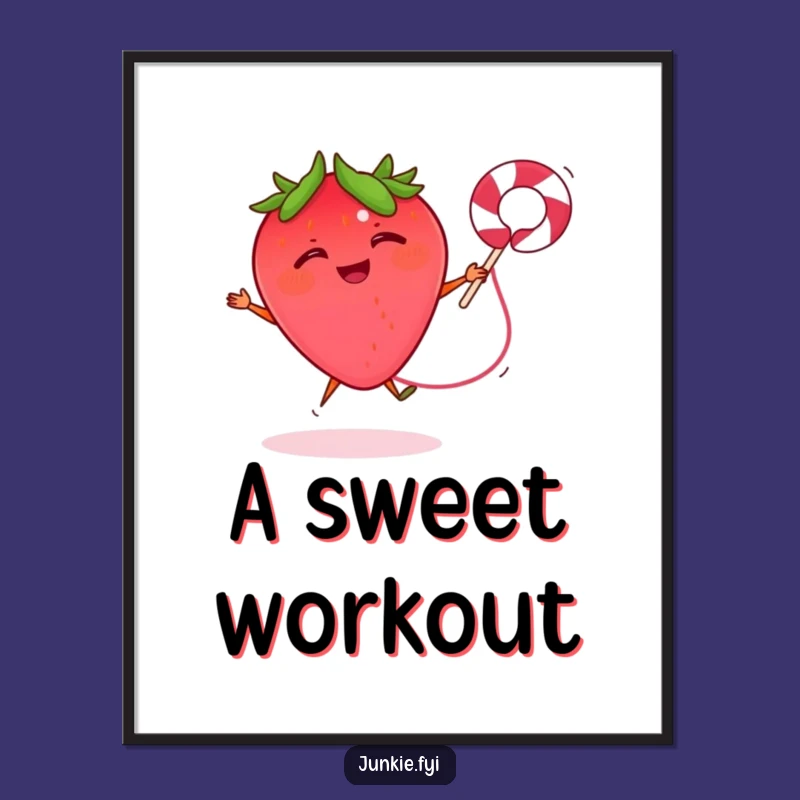 Funny Strawberry Rope Poster - Energetic Wall Art, Hilarious Decor for Active Homes