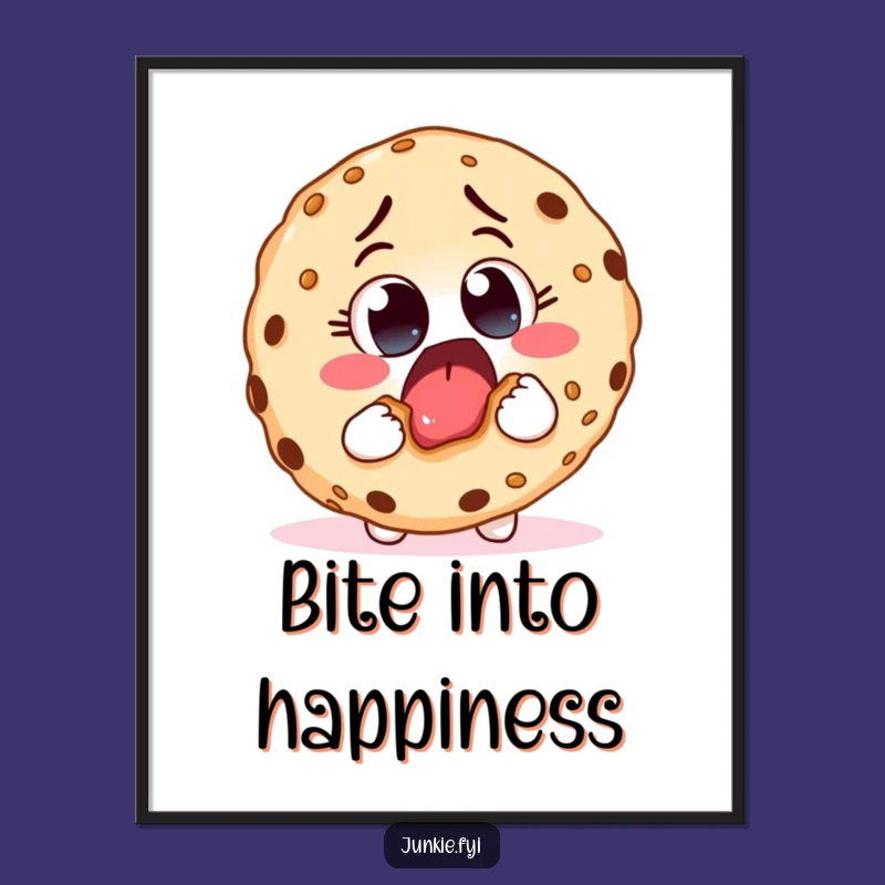 Funny Foodie Creature Poster: Delicious Bite Art, Unique Funny Gift for Kitchens!