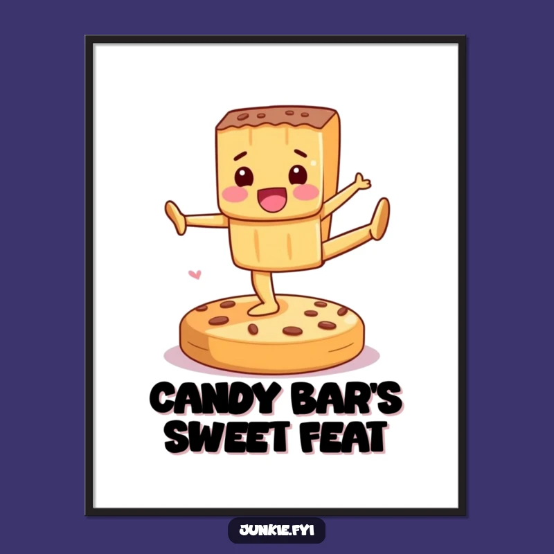 Funny Candy Gymnastics Poster: Artistic Bar Character, Vibrant Humorous Gift for Walls!