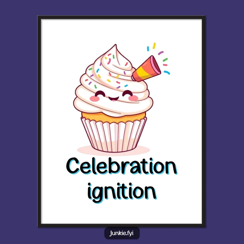 Funny Kawaii Cupcake Party Poster: Sprinkle Blast Wall Art - Festive Gift