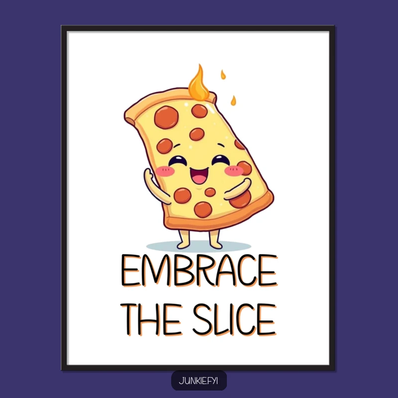 Funny Pizza Embrace Poster: Delicious Food Art, A Perfect Funny Gift for Any Wall