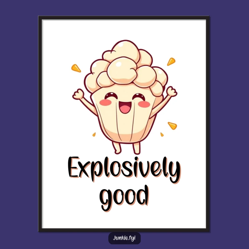 Funny Popcorn Joy Poster - Energetic Kernel Art, Vibrant Funny Gift Decor