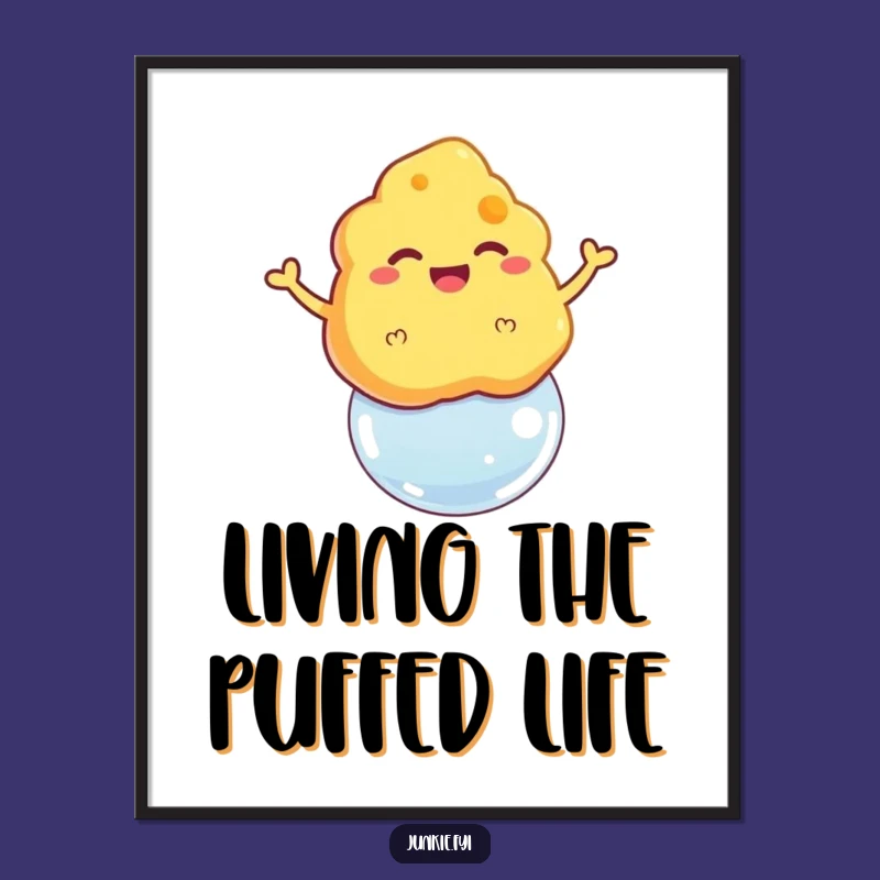 Funny Cheese Puff Bubble Poster - Whimsical Snack Wall Art Gift