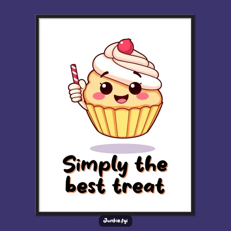 Funny Cupcake Thumbs Up Poster - Happy Cartoon Wall Art Gift