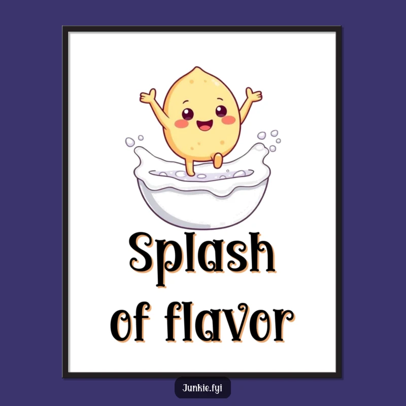 Funny Food Bath Poster: Gleeful Character Art, Whimsical Home Decor Gift
