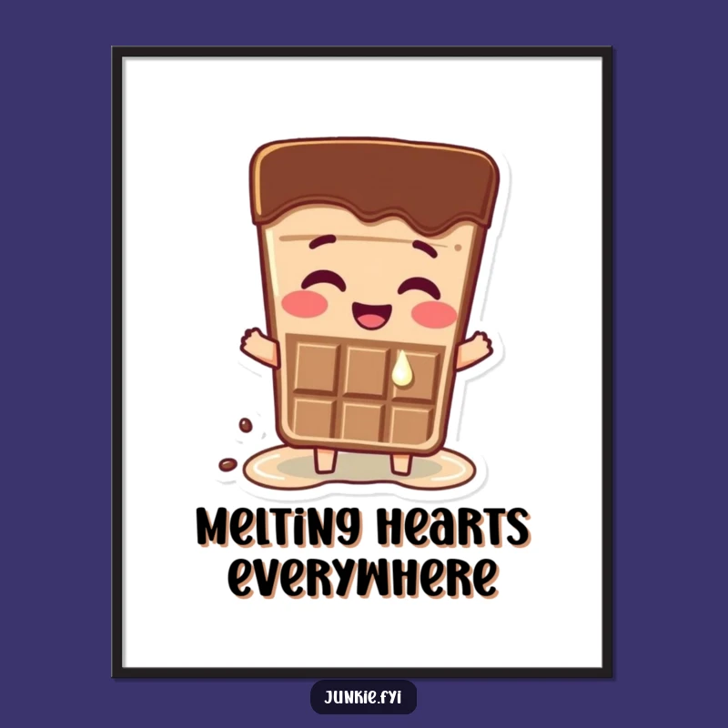 Funny Happy Chocolate Poster - Melty Excitement Wall Art Gift