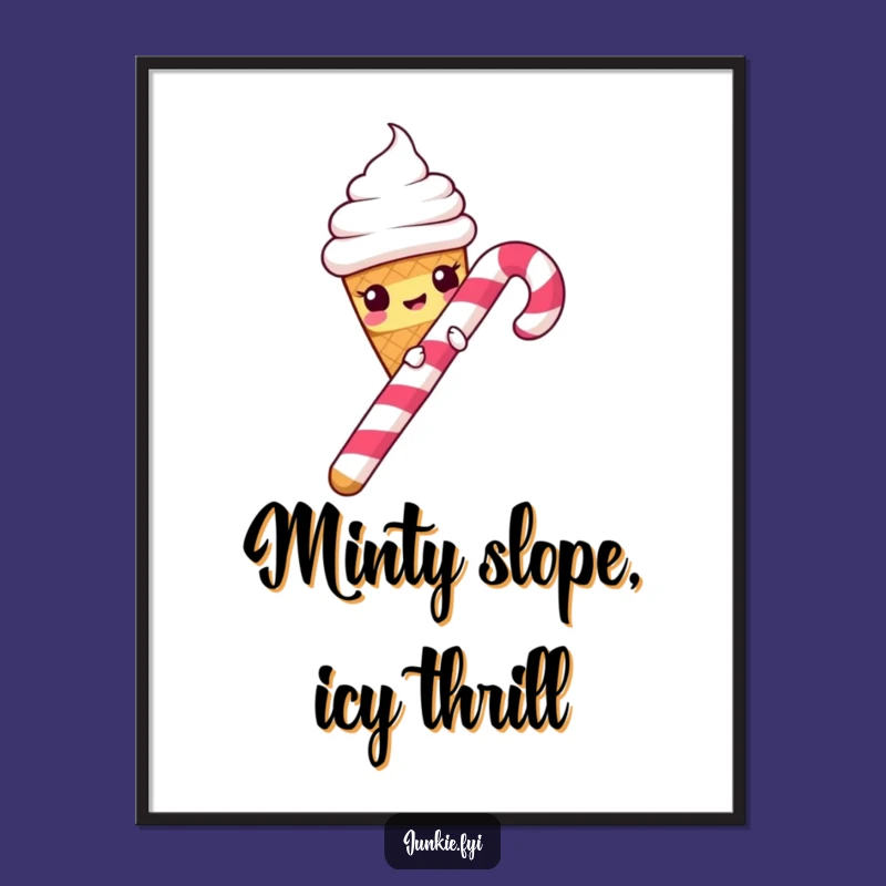 Funny Ice Cream Cone Candy Cane Slide Poster - Whimsical Wall Art
