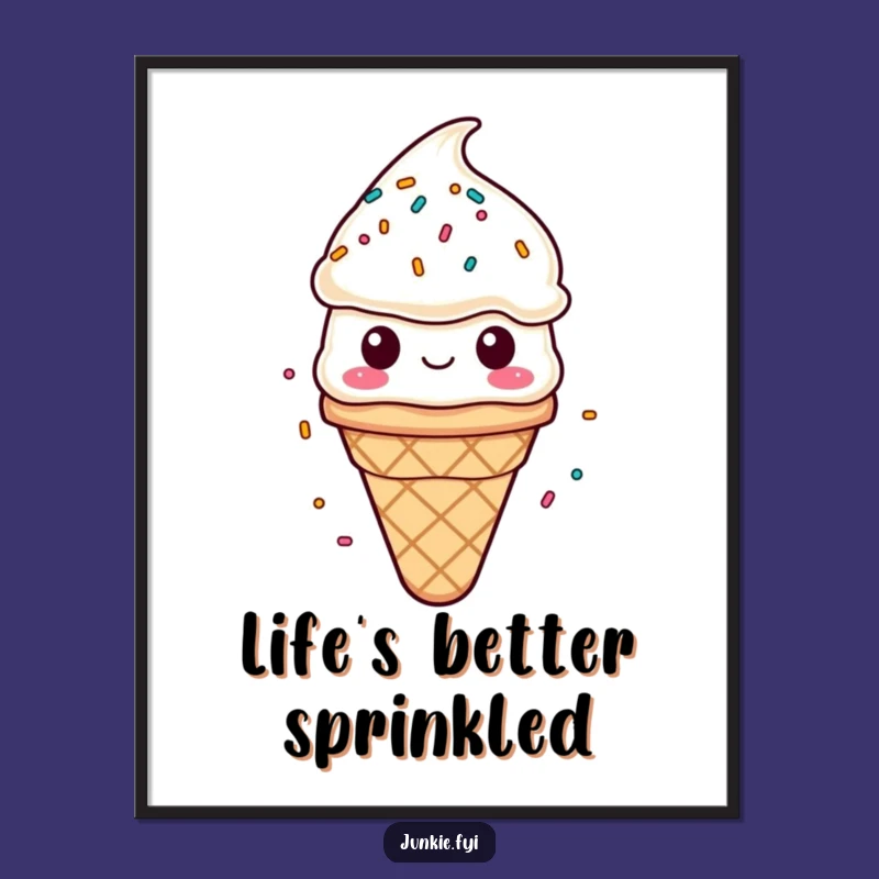Funny Ice Cream Poster - Contented Sprinkles Shower Wall Art Gift