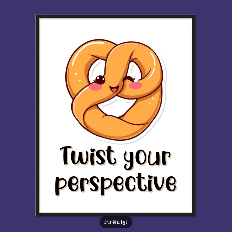 Funny Kawaii Pretzel Twist Poster: Happy Shape Art - Festive Gift