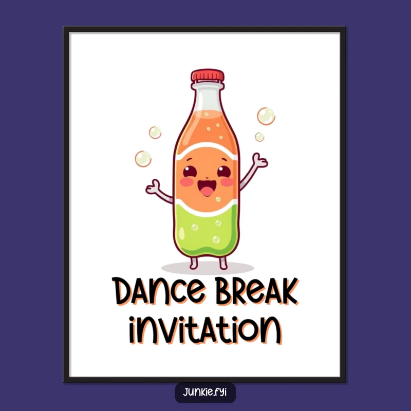 Funny Kawaii Soda Dance Poster: Bubbly Movement Art - Festive Gift