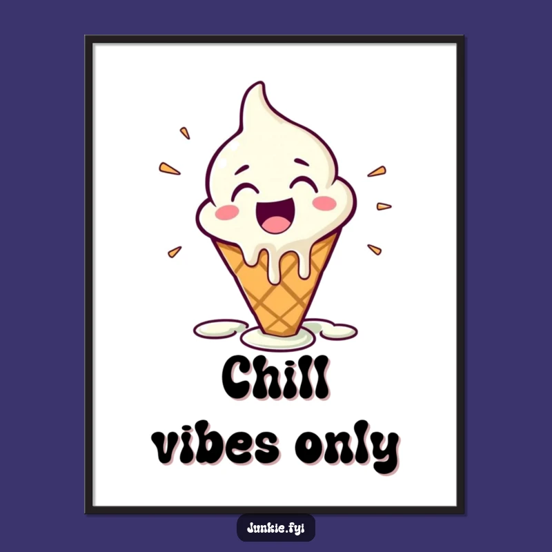 Funny Melting Ice Cream Cone Poster: Sweeten Your Walls with Happy Art