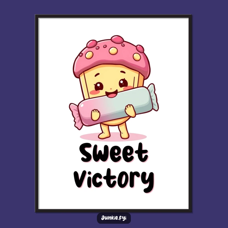 Funny Poster: Happy Foodie Holds Giant Candy Bar, Sweet Wall Art Gift!