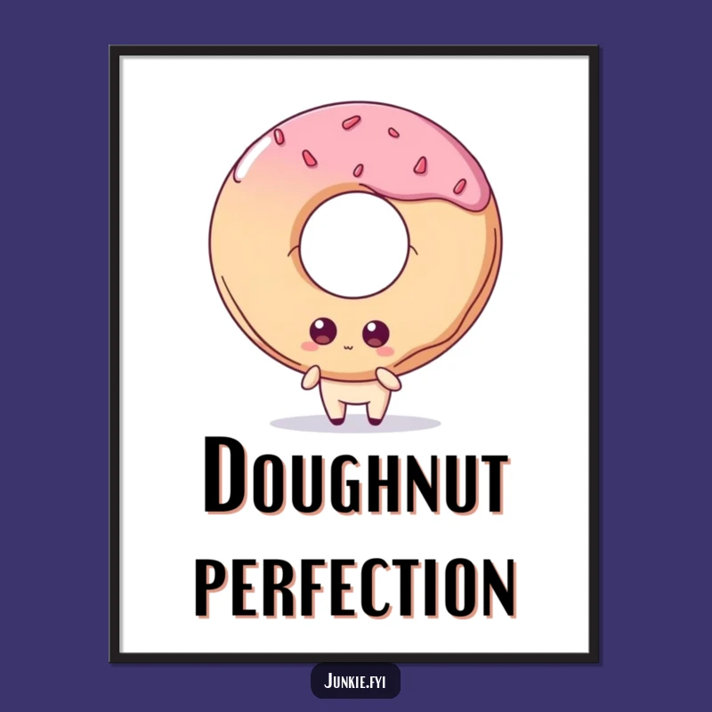 Funny Poster: Quirky Foodie Eyes Giant Doughnut, Hilarious Wall Art Gift!
