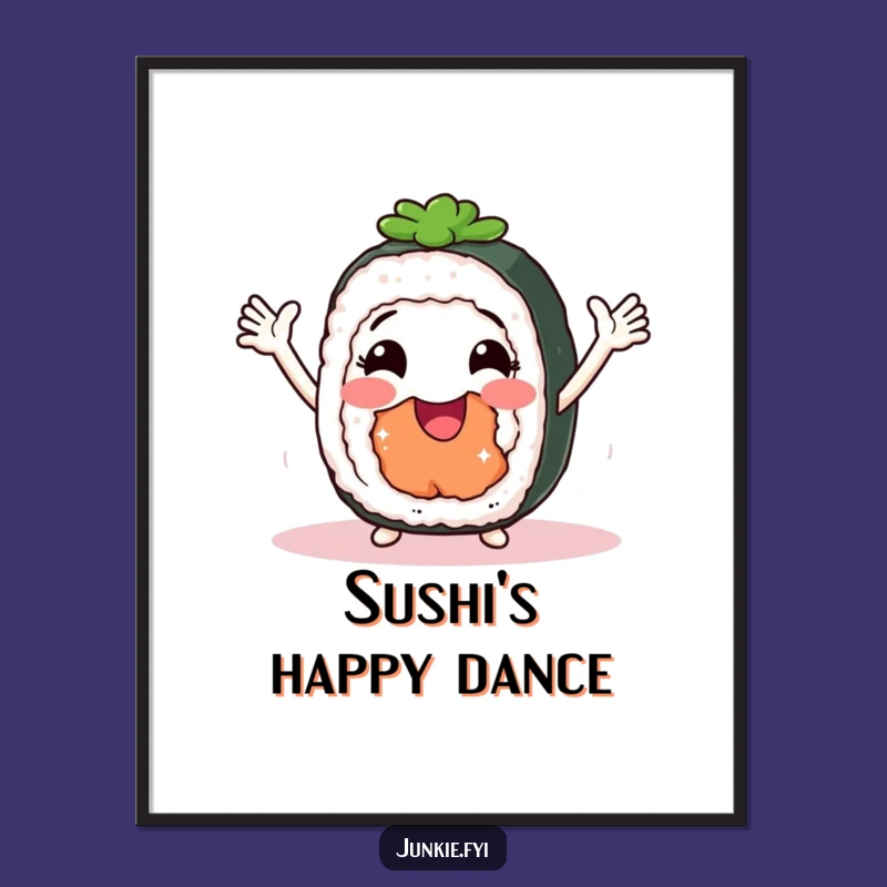 Funny Sushi Shimmy Poster: Artistic Roll Character, Vibrant Humorous Gift for Walls!