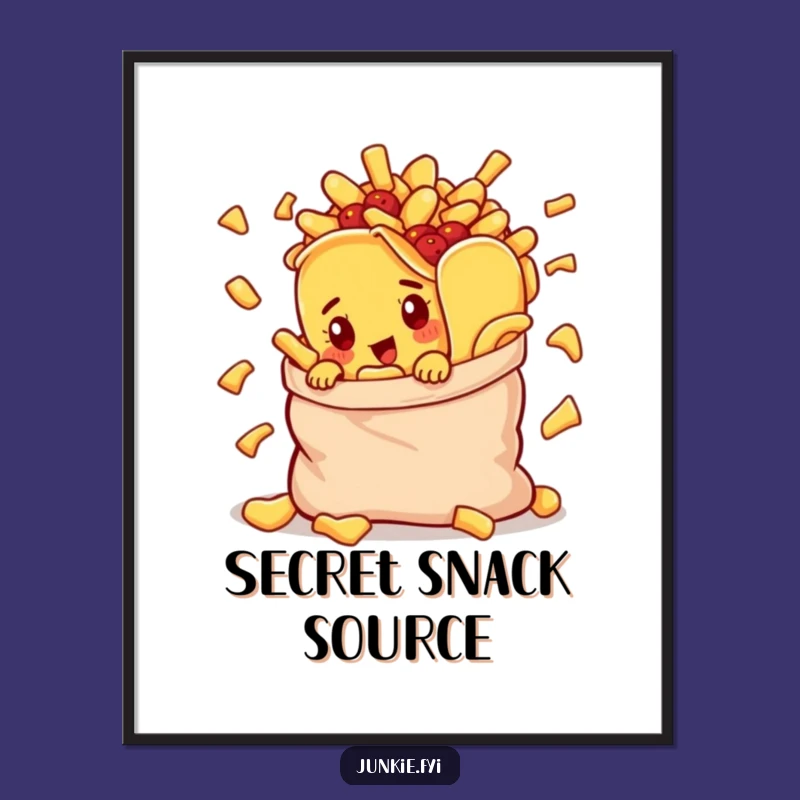 Funny Curious Taco Poster: Chip Bag Art Print, Foodie Gift Idea