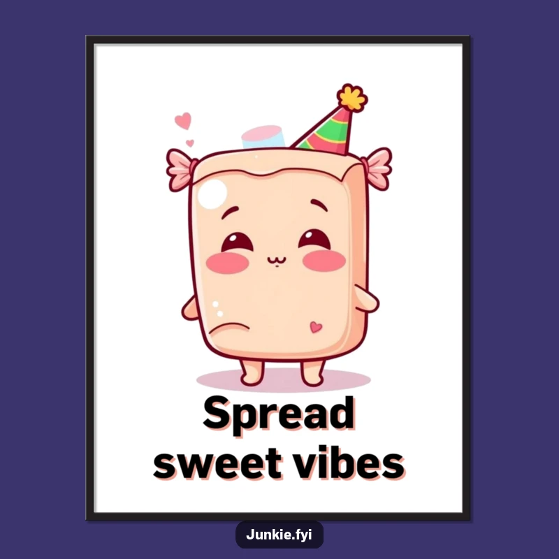 Funny Kawaii Candy Kiss Poster: Vibrant Sweet Decor, Hilarious Character Art, Perfect Humorous Gift!