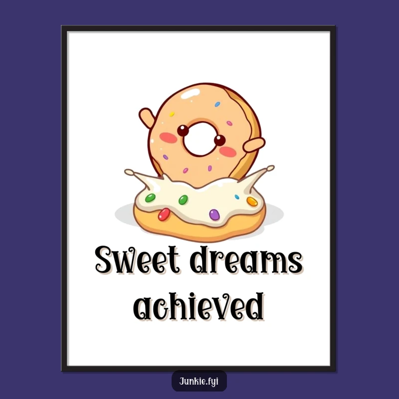 Funny Donut Frosting Dive Poster - Joyful Sweet Treat Wall Art