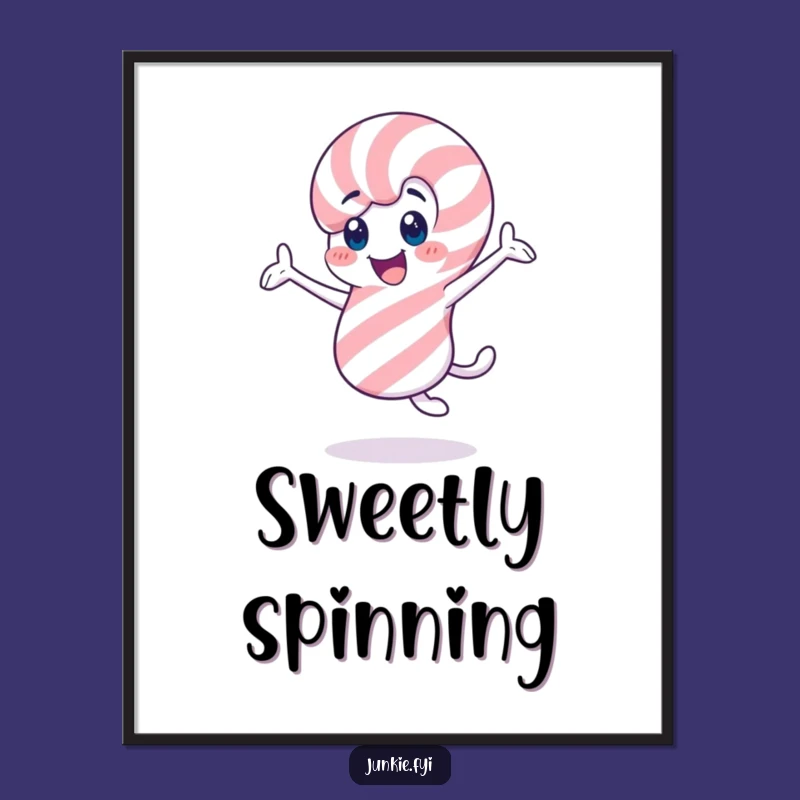 Funny Candy Cane Twirling Poster: Cheerful Holiday Wall Art