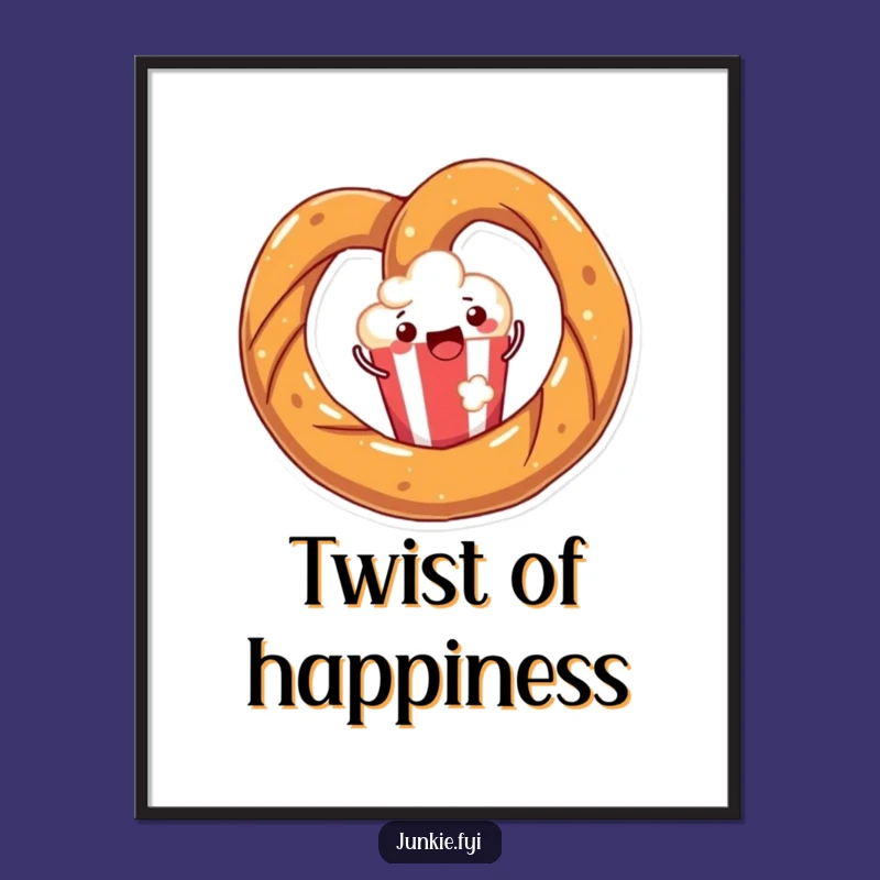 Funny Pretzel Popcorn Poster: Joyful Snack Art, Perfect Gift