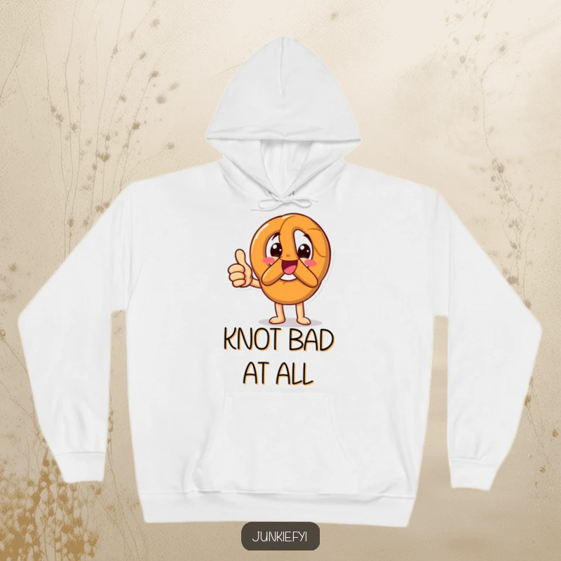 Funny Hoodie with a happy pretzel character giving an enthusiastic thumbs up, offering cozy comfort and a positive message.