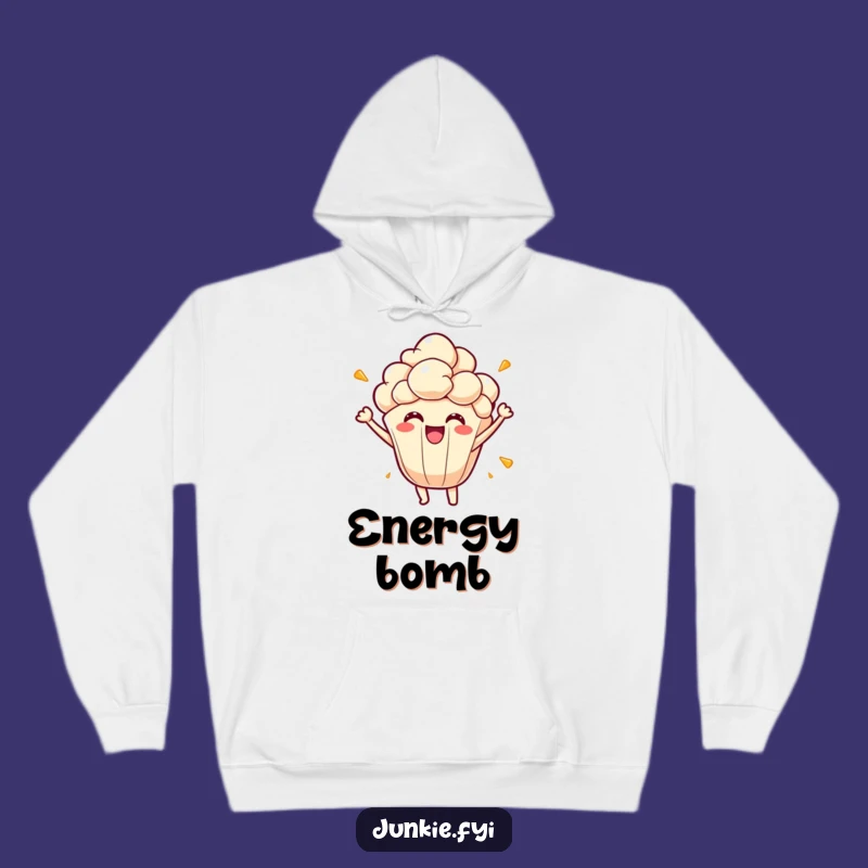 Funny Energetic Popcorn Hoodie - Joyful Kernel Character, Cozy Funny Gift