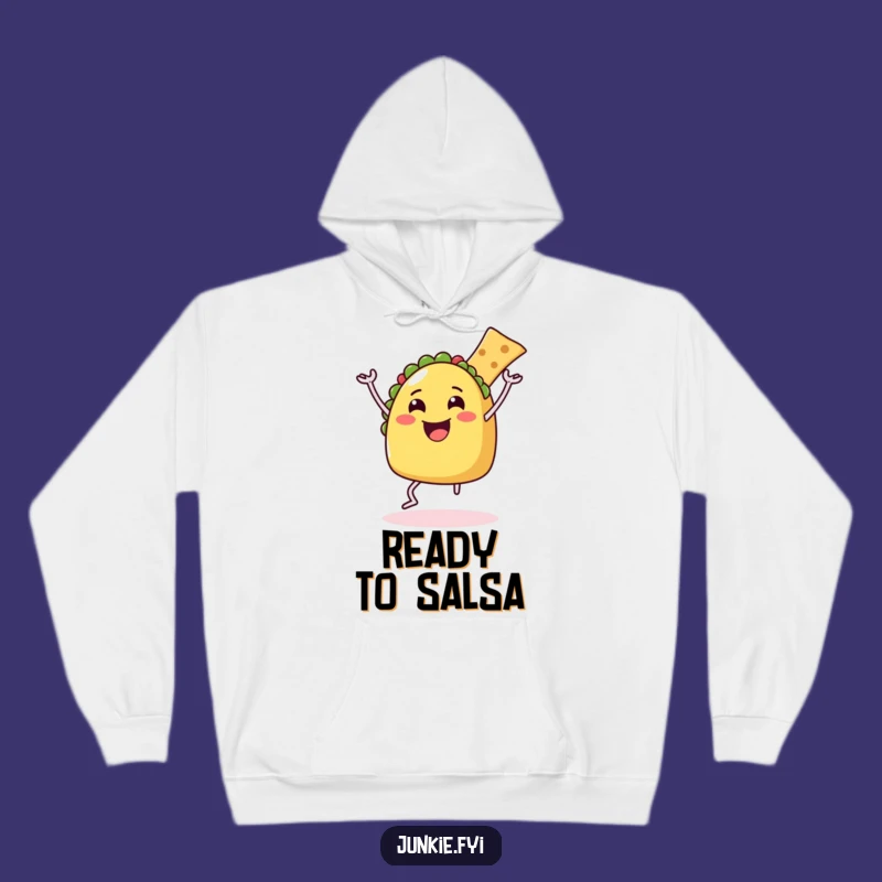 Funny Taco Dance Hoodie: Cozy Foodie Character with Chip, Warm Humorous Gift!
