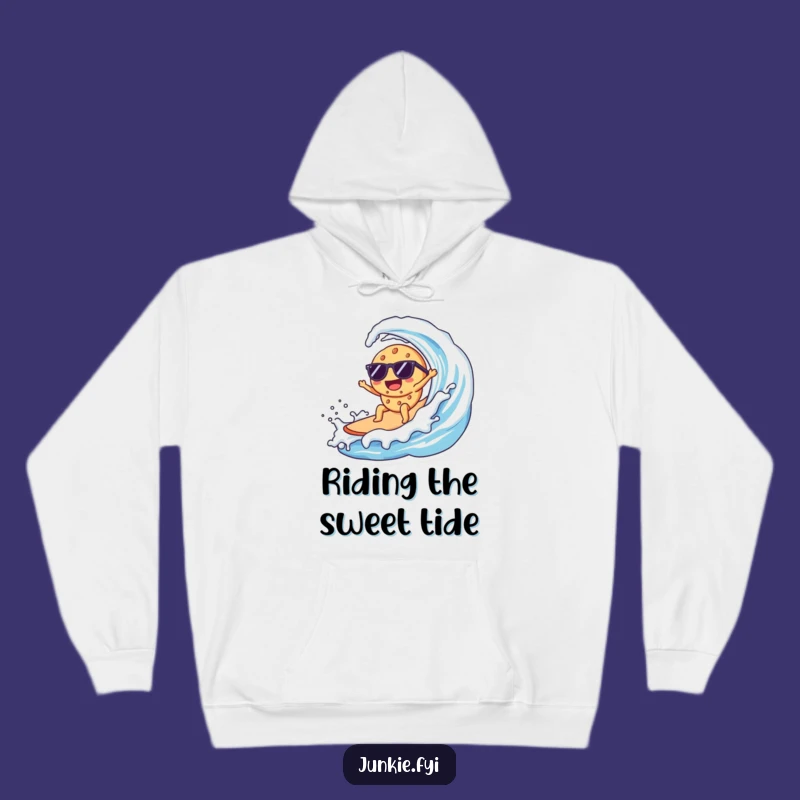 Cozy Funny Kawaii Cookie Surfer Hoodie: Sunglasses Cookie Rides Milk Wave - Warm Gift
