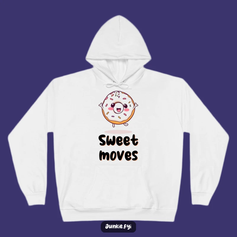 Cozy Funny Kawaii Donut Cartwheel Hoodie, warm treats, a comfortable funny gift for relaxation.