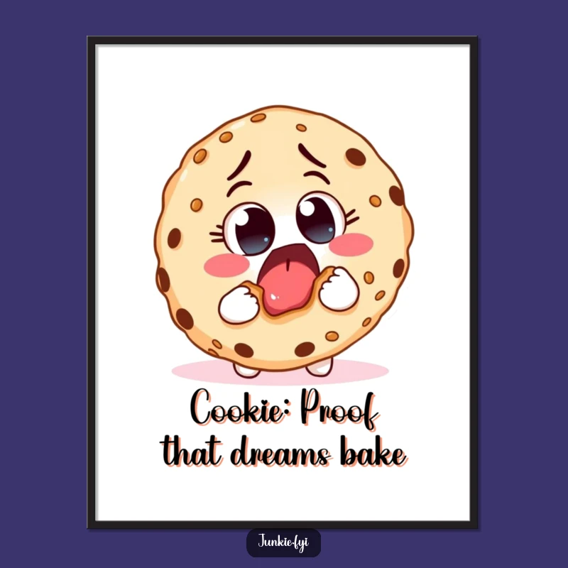 Free Printable Wall Art: Foodie Character's Cookie Bite - Funny Downloadable Decor