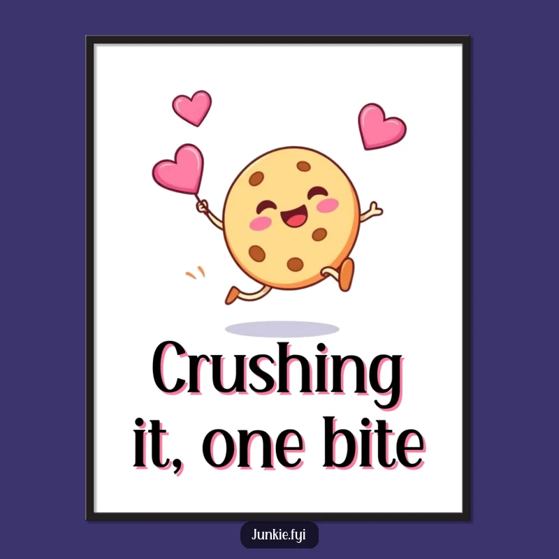 Free Printable Wall Art: Silly Cookie Kicking Candy Heart - Humorous Downloadable Decor
