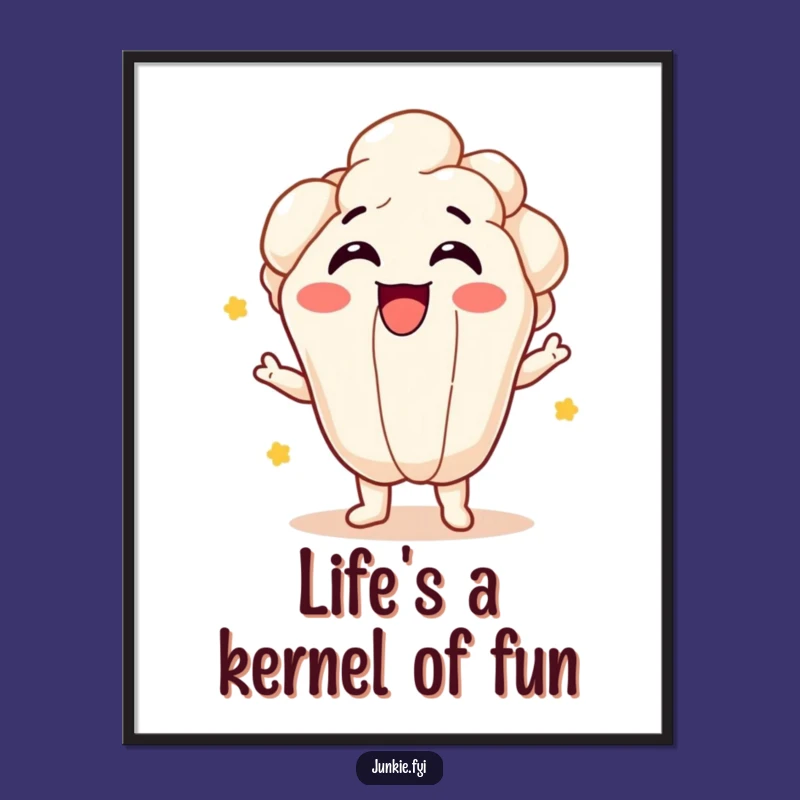 Free Printable Wall Art: Bursting Popcorn Kernel, Quirky Downloadable Humor Decor