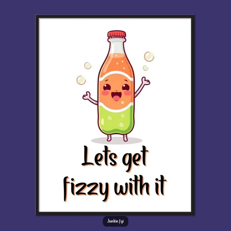 Free Printable Wall Art: Dancing Kawaii Soda for a Fun, Humorous Downloadable Home Decor Gift