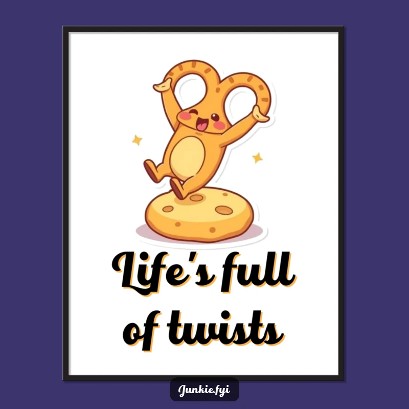 Free Printable Wall Art: Energetic Pretzel Cartwheel for Funny Home Decor Download
