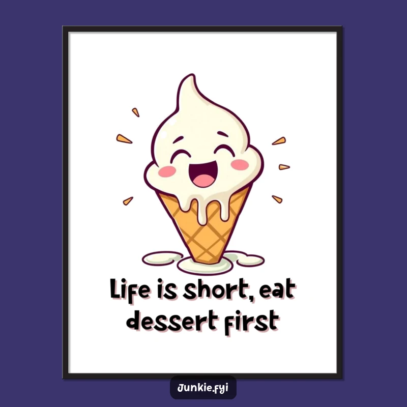 Free Printable Wall Art: Melting Ice Cream Cone Happiness Hilarious Downloadable Decor