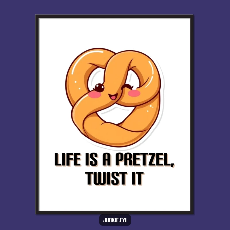 Free Printable Wall Art: Twisted Kawaii Pretzel for a Fun, Humorous Downloadable Home Decor Gift