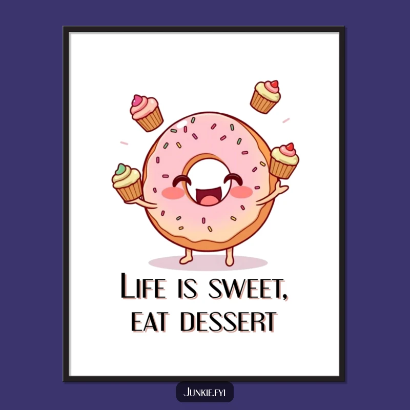 Funny Donut Juggling Cupcakes Free Printable Wall Art - Quirky Downloadable Decor!