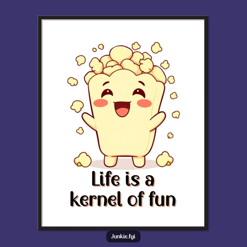 Funny Free Printable Wall Art: Grinning Popcorn Shower Downloadable Art Gift