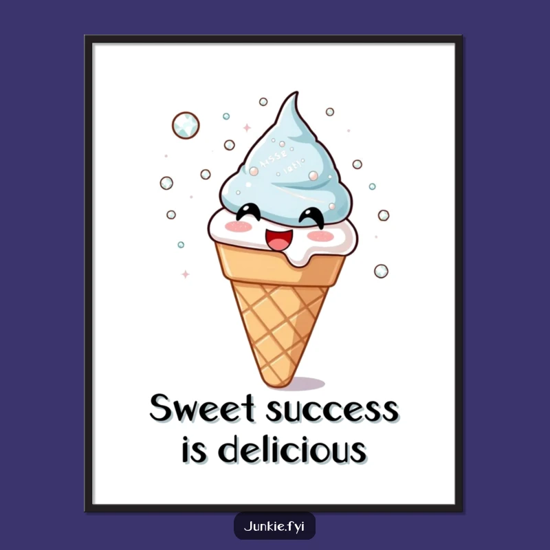 Funny Free Printable Wall Art: Joyful Ice Cream Cone Sugar Crystal Bash