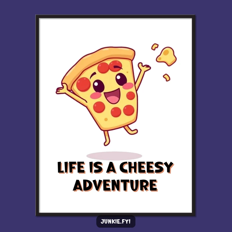 Funny Free Printable Wall Art: Pizza Cartwheel Cheese Flying Downloadable Art Gift
