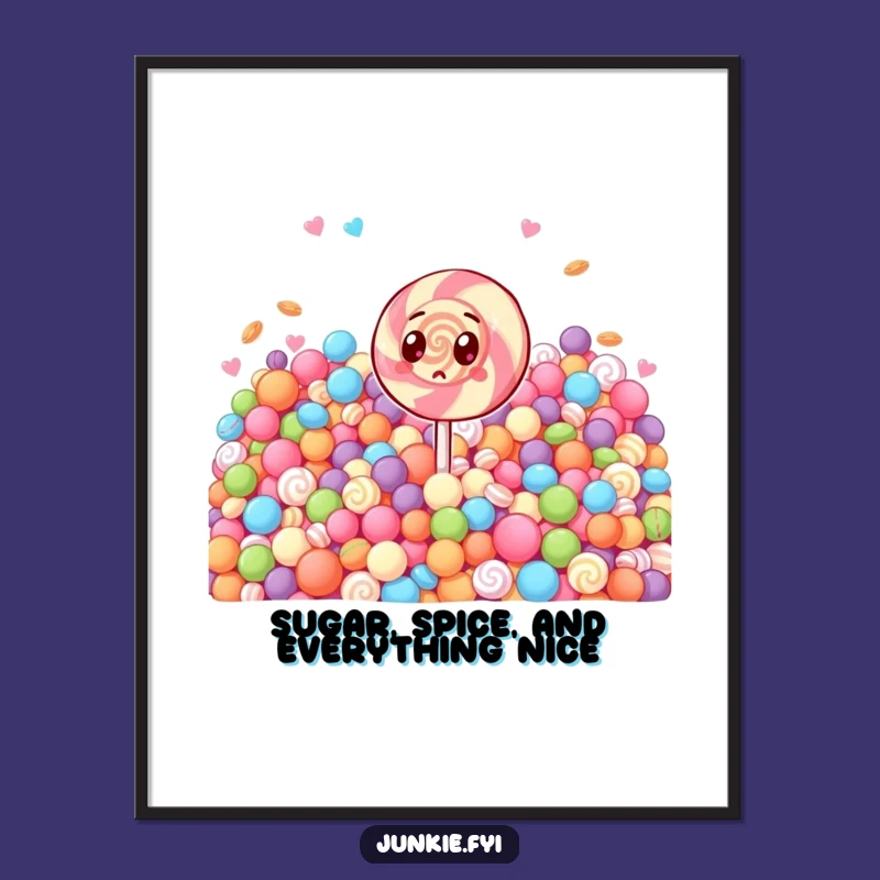 Funny Free Printable Wall Art: Surprised Lollipop Character in a Candy Paradise