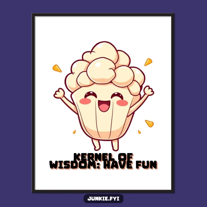 Funny Printable Wall Art: Energetic Popcorn Kernel Bursting - Downloadable Decor