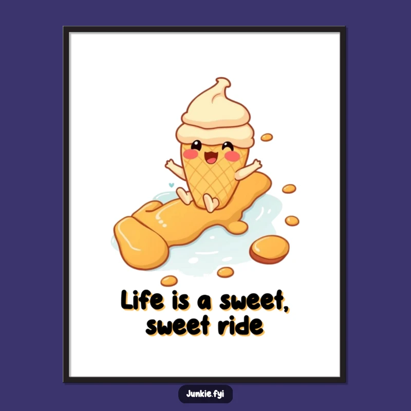 Funny Free Printable Wall Art: Ice Cream Cone Caramel Slide Downloadable Art Gift